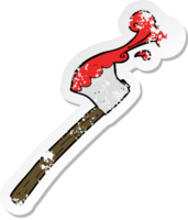 retro distressed sticker of a cartoon bloody axe png