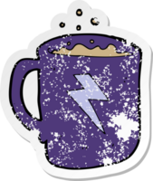 pegatina retro angustiada de una taza de café de dibujos animados png