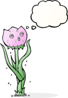 cartone animato fiore con pensato bolla png