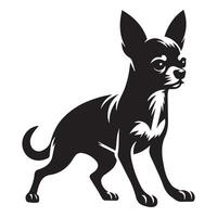 chihuahua bosque sombra acosador ilustración en negro y blanco vector