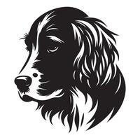 illustration of A Sad English Springer Spaniel dog face in black and white vector