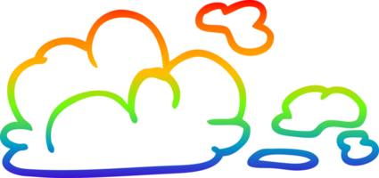 rainbow gradient line drawing of a cartoon storm cloud png