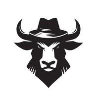 illustration of A Bull face in a noir style in black and white vector