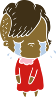 niña llorando de dibujos animados de estilo de color plano png