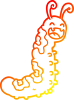 warm gradient line drawing of a funny cartoon caterpillar png