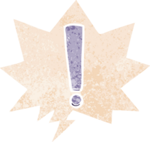 dessin animé exclamation marque avec discours bulle dans grunge affligé rétro texturé style png