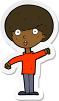 sticker of a cartoon shocked boy png