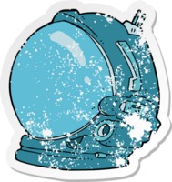 retro distressed sticker of a cartoon astronaut helmet png