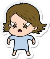 sticker of a cartoon stressed woman png