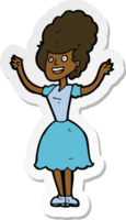 sticker of a cartoon happy 1950s woman png