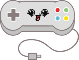 flat color retro cartoon of a game controller png