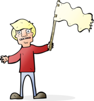 dessin animé, homme, agitant, drapeau blanc png