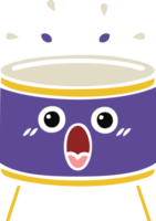 flat color retro cartoon of a drum png