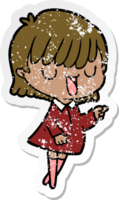 distressed sticker of a cartoon woman png