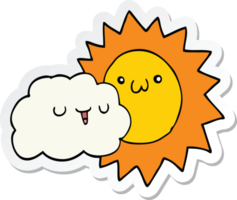 Aufkleber einer Cartoon-Sonne und einer Wolke png