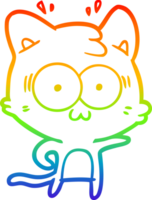 rainbow gradient line drawing of a cartoon surprised cat png