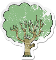 pegatina angustiada de un árbol de dibujos animados png