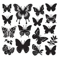 mariposas siluetas conjunto en aislado en ilustración diseño vector