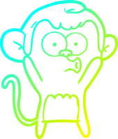 cold gradient line drawing of a cartoon surprised monkey png