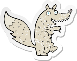 retro distressed sticker of a cartoon wolf png