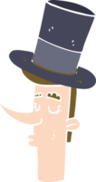 homem de desenho animado de estilo de cor plana usando cartola png