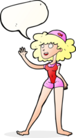 cartoon swimmer woman with speech bubble png