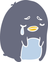 flat color style cartoon crying penguin png