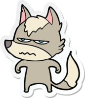 adesivo de um lobo irritado de desenho animado png