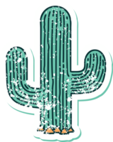 ikonisches beunruhigtes Aufkleber-Tätowierungsartbild eines Kaktus png