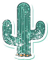 iconico afflitto etichetta tatuaggio stile Immagine di un' cactus png