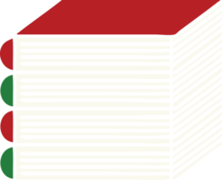 vlak kleur retro tekenfilm van een stack van boeken png