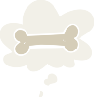 cartoon bone with thought bubble in retro style png