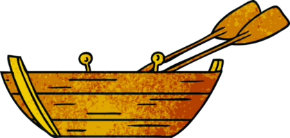 hand dragen texturerad tecknad serie klotter av en trä- båt png