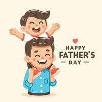 Happy Father's Day, Father and Son Illustration, Clipart of Father Holding Son vector