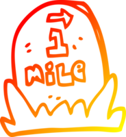 calentar degradado línea dibujo de un dibujos animados milla marcador png