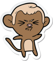 autocollant d'un singe agacé de dessin animé png