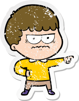 beunruhigter Aufkleber eines Cartoon glücklichen Mannes png