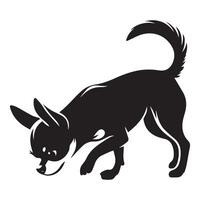 illustration of a Exploring Chihuahua in New Environment in black and white vector