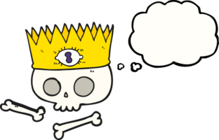 hand drawn thought bubble cartoon magic crown on old skull png