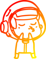 warm gradient line drawing of a cartoon confident astronaut png