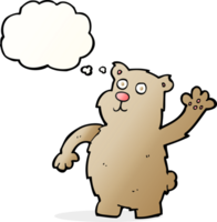 cartoon waving bear with thought bubble png