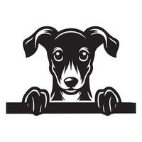 Dog Peeking - Greyhound Dog Peeking face illustration in black and white vector