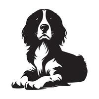 A Relaxed English Springer Spaniel illustration in Black and white vector