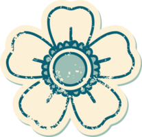 iconic distressed sticker tattoo style image of a flower png