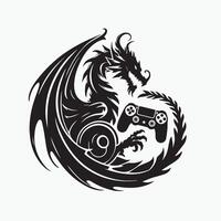 An intricate silhouette of a mythical dragon curled around a game vector