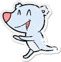 distressed sticker of a running bear cartoon png