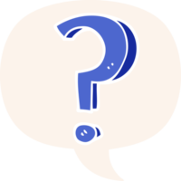 cartoon question mark with speech bubble in retro style png