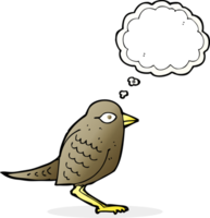 pájaro de jardín de dibujos animados con burbuja de pensamiento png