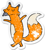 distressed sticker of a cartoon fox png