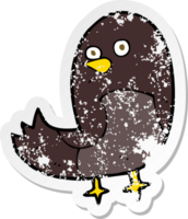 Retro beunruhigter Aufkleber eines Cartoonvogels png